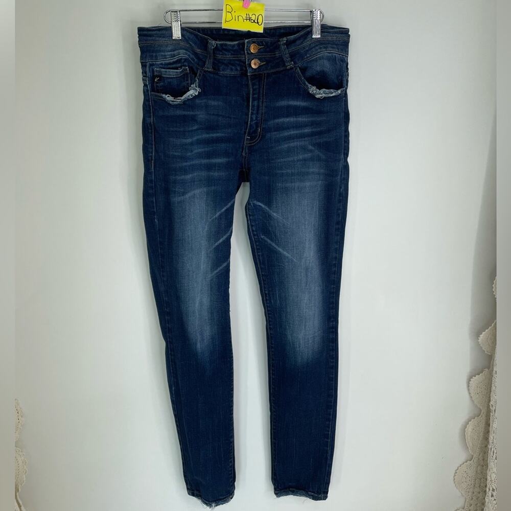 Kancan Skinny Mid Rise Zipper Fray Hem Jeans Womens Size 30